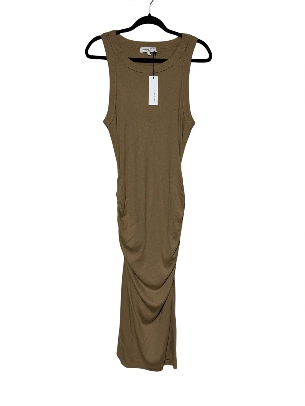 Michael Stars NWT WrenMidi Dress Size Large Safari Tan Ribbed Capsule Minimalist